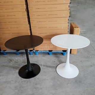 Contemporary Tulip Dining Table, Round MDF Top with Heavy Duty Metal Base, Anti-rust Stable Legs for Indoor Dining Use