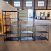 5-Tier Foldable Iron Kitchen Storage Shelf Wheels Heavy Duty Powder-Coated Rolling Rack Organizer for Flower Pot Living Room