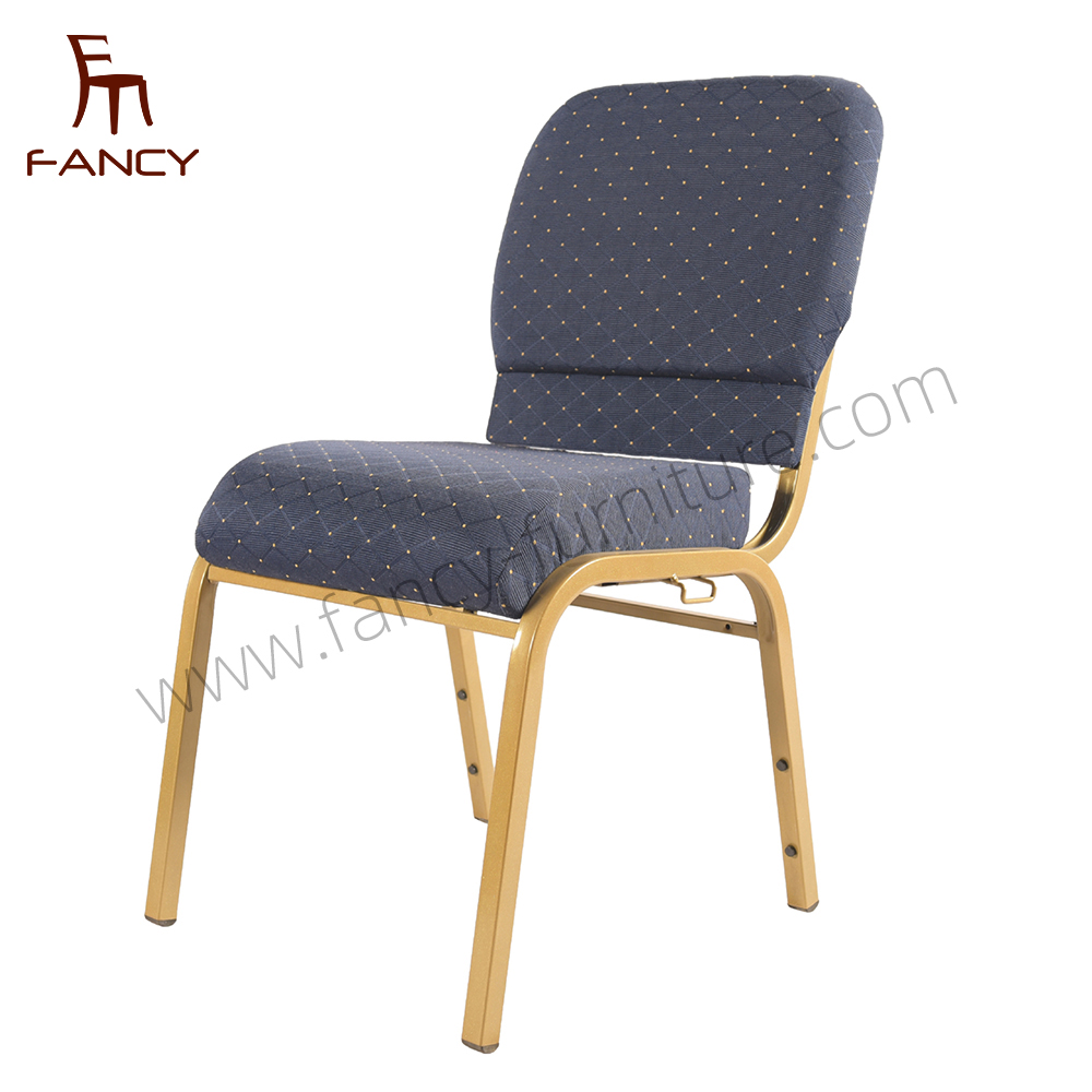 Wholesale Cheap Price Stackable Metal Interlocking Blue Church Chair