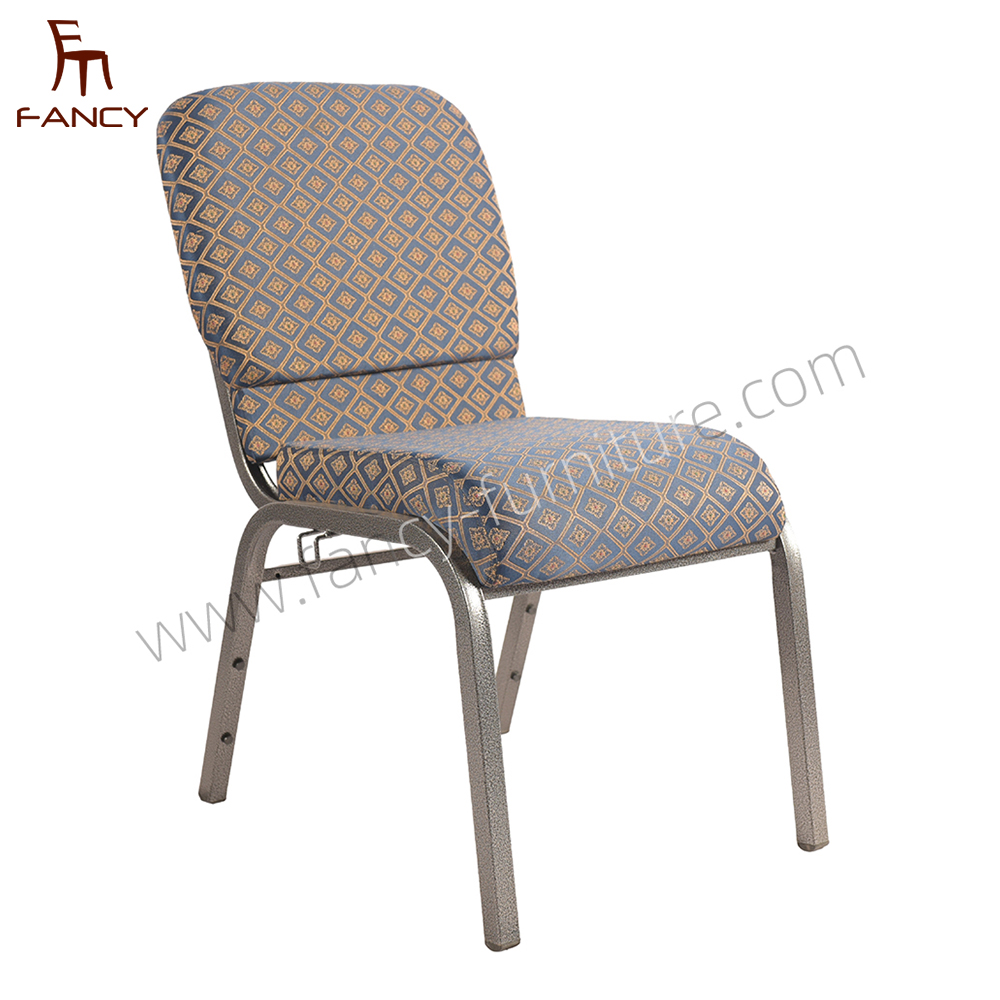 Modern Metal Hotel Furniture Iron Steel Interlocking Padded Auditorium Stack Church Chair