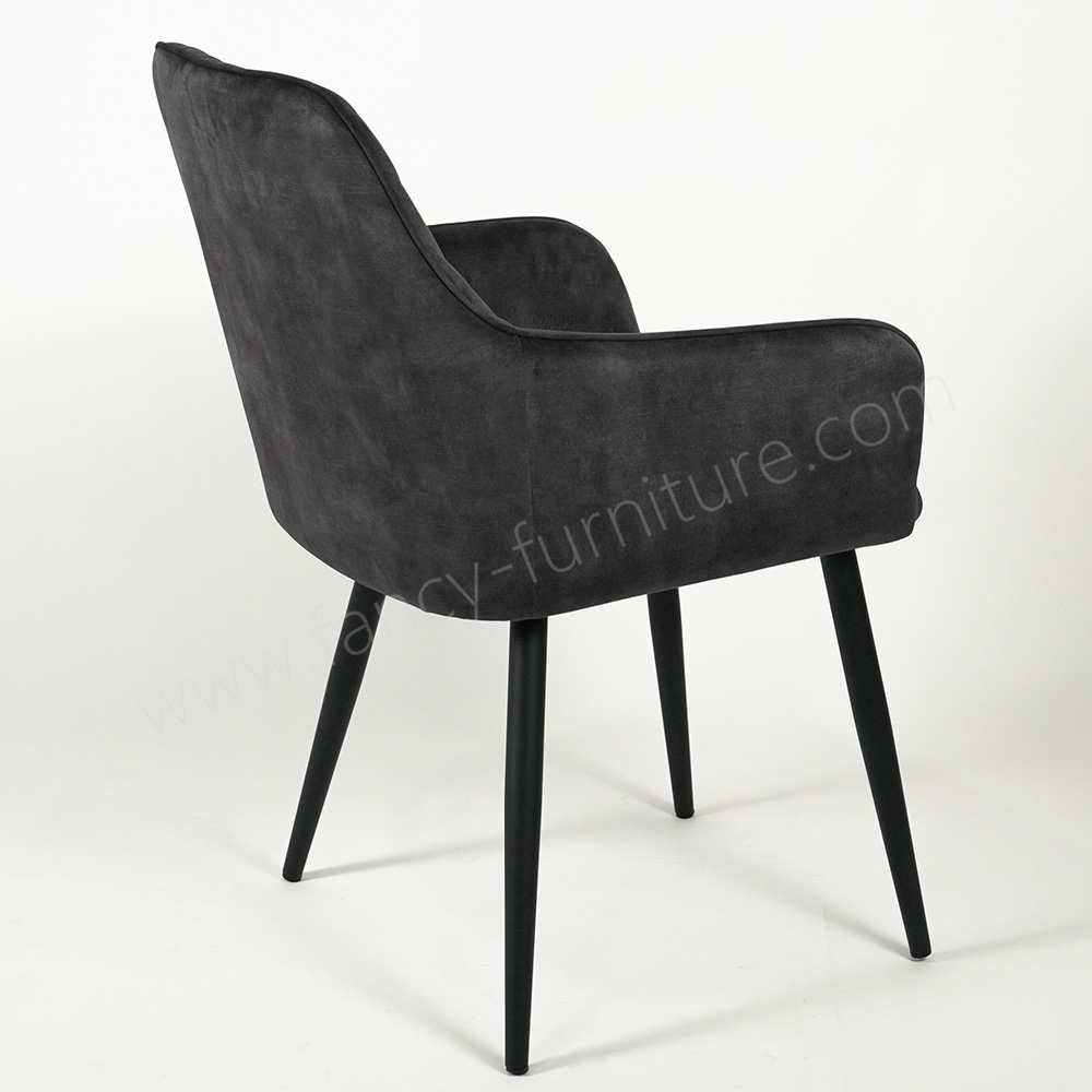 High-Back Velvet Dining Arm Chair, Soft Plush Fabric Dining Chair with Stable Metal Legs for Dining Rooms, Living
