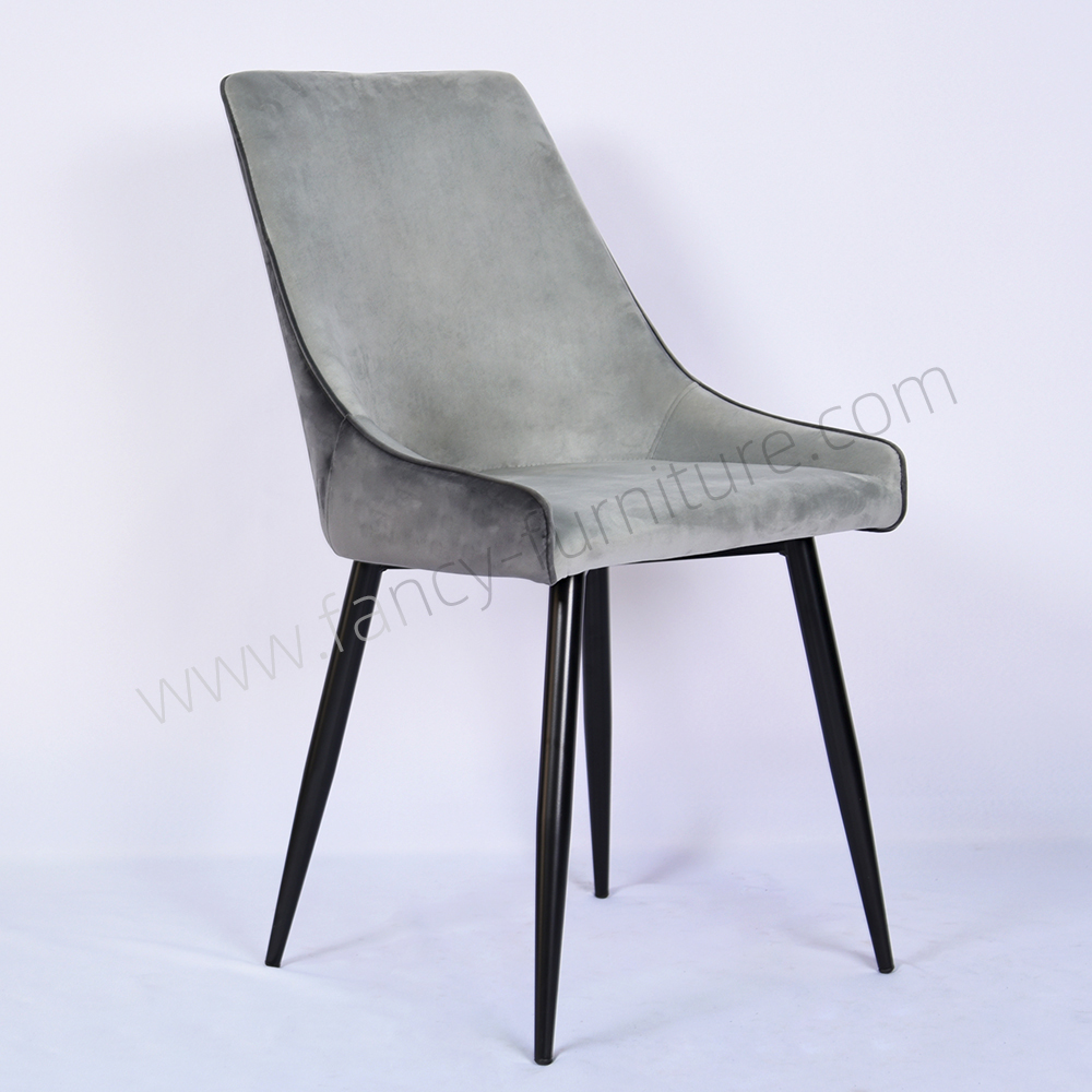Elegant Velvet Dining Chair Contemporary Upholstered Chair with Black Powder Coated Metal Legs for Dining Room