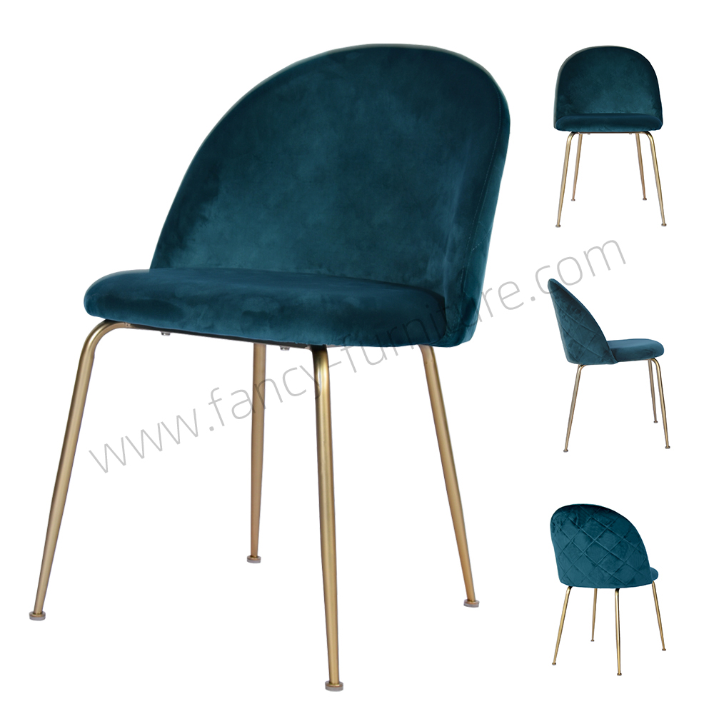 Modern Velvet Dining Chair with Metal Legs Durable Velvet Upholstery Non-Foldable for Home & Hotel Use