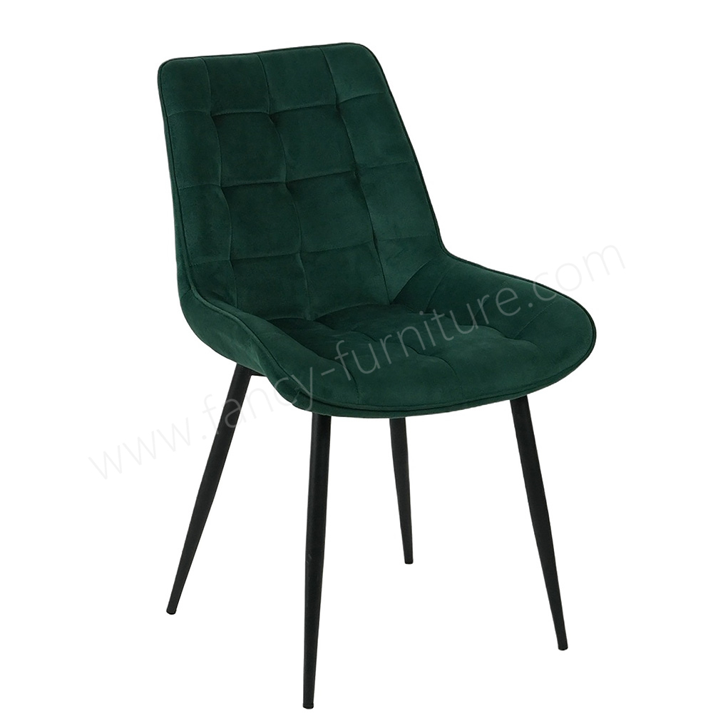 Comfortable Tufted Velvet Dining Chair, Modern Accent Chair with Metal Legs for Dining Room & Commercial Use