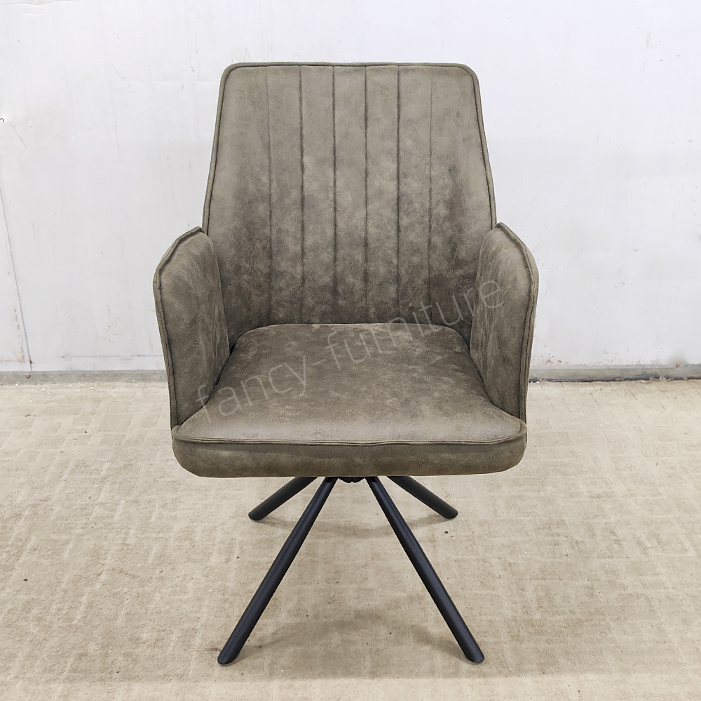Modern Soft Upholstered Dining Chair, Tech Fabric Upholstery with Black Metal Legs for Living Room & Dining Room