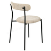 Breathable Linen Curved Back Dining Chair, Soft Fabric Kitchen Chair with Sturdy Black Metal Frame