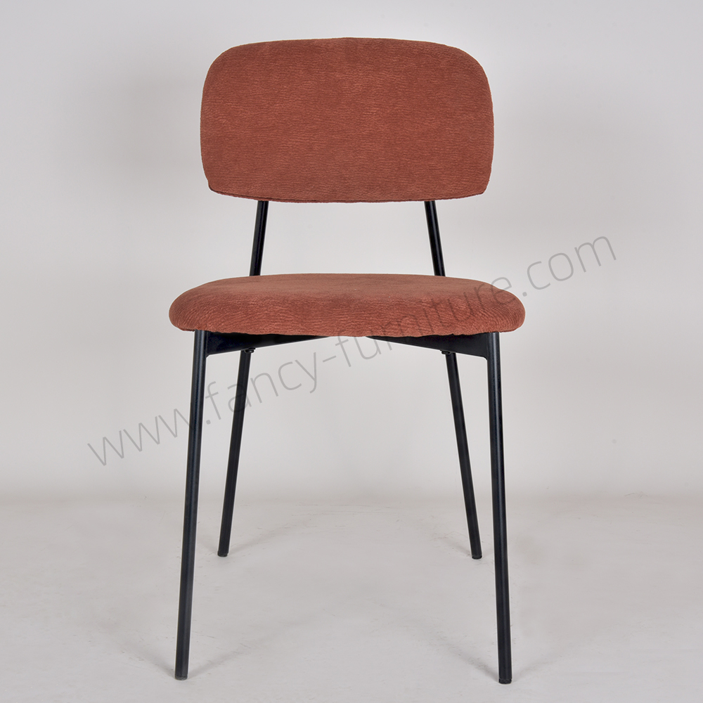 Linen Fabric Upholstered Dining Chair with Metal Legs, Modern Side Chair for Kitchen Living Room
