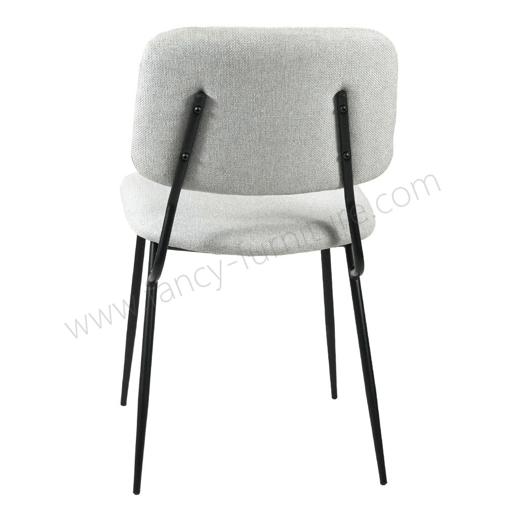 Linen Fabric Dining Chair with Black Metal Legs, Modern Upholstered Side Chair for Kitchen & Living Room