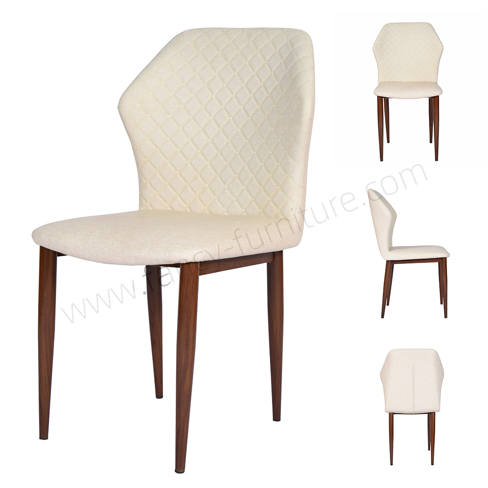Modern PU Leather Upholstered Dining Chair with Wood Effect Metal Legs for Restaurant, Hotel, Cafe And Home Kitchen