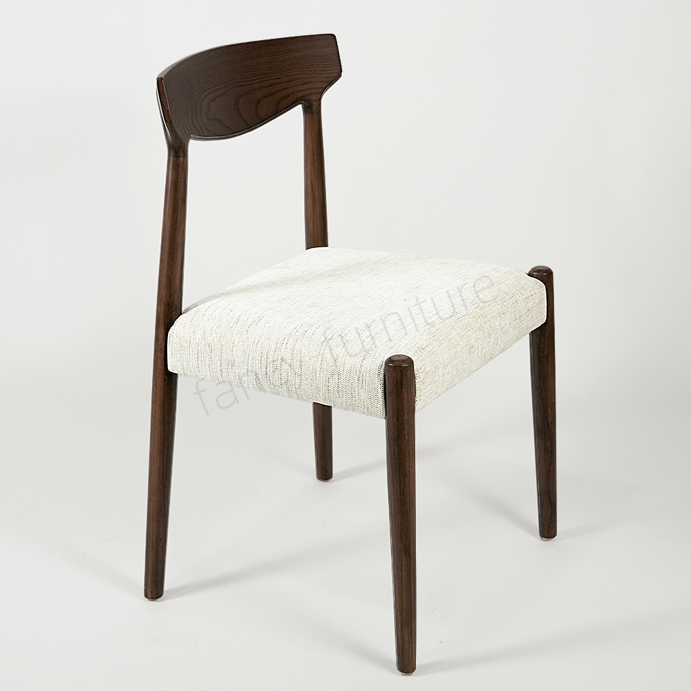 Modern Ash Wood Dining Chair with Soft Fabric Upholstered Seat, Mid-Century Style for Home Kitchen & Restaurant
