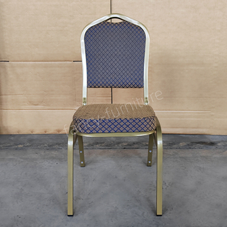 Wholesale Fancy Banquet Chair Stackable Modern Metal Fabric Banquet Chair Solid Back Foam Cushion Iron Legs Hotel