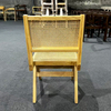 High Quality Rubber Wood Dining Chair, Nordic Style Armless Woven Rattan Chair with Natural Rubber Wood Frame for Home