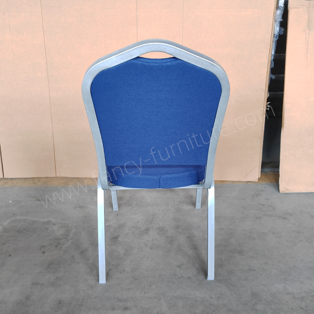 Hotel Chairs Banquet Fancy Modern Metal Fabric Stackable Stable Commercial Dining Chair Solid Back Foam Cushion Iron Legs