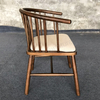 Nordic Style Modern Ergonomic Windsor Arm Chair with Cushion Solid Rubber Wood Dining Chair for Home Restaurant Hotel