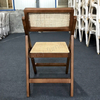 Folding Solid Rubber Wood Dining Chair with Natural Rattan Seat Backrest Portable Foldable Classic Design for Home & Hotel Use