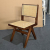 Rubber Wood Frame Rattan Dining Chair, Nordic Style Armless Woven Chair with Natural Finish for Home, Restaurant & Banquet