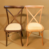 Wholesale Stackable Beech Wood Crossback Chairs, Natural Real Rattan Seat, Durable Rustic Dining Chairs for Cafe & Hotel Use