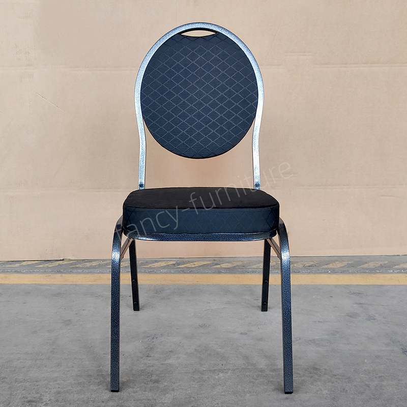 Cheap Price High Quality Iron Durable Stackable Modern Design Solid Back Round Head Hotel Banquet Chair for Sale