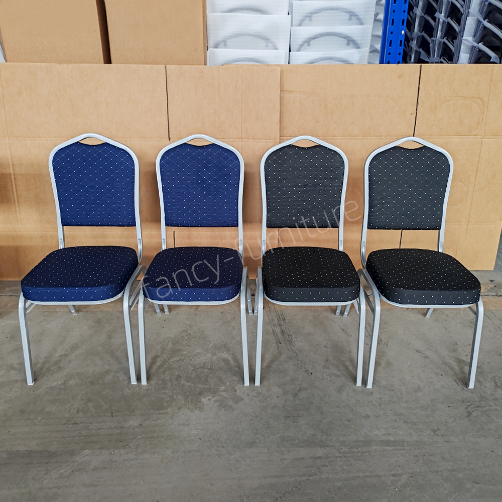 Modern Stackable Metal Fabric Iron Legs Solid Back Commercial Foam Cushion for Indoor/Outdoor Use Banquet Chair