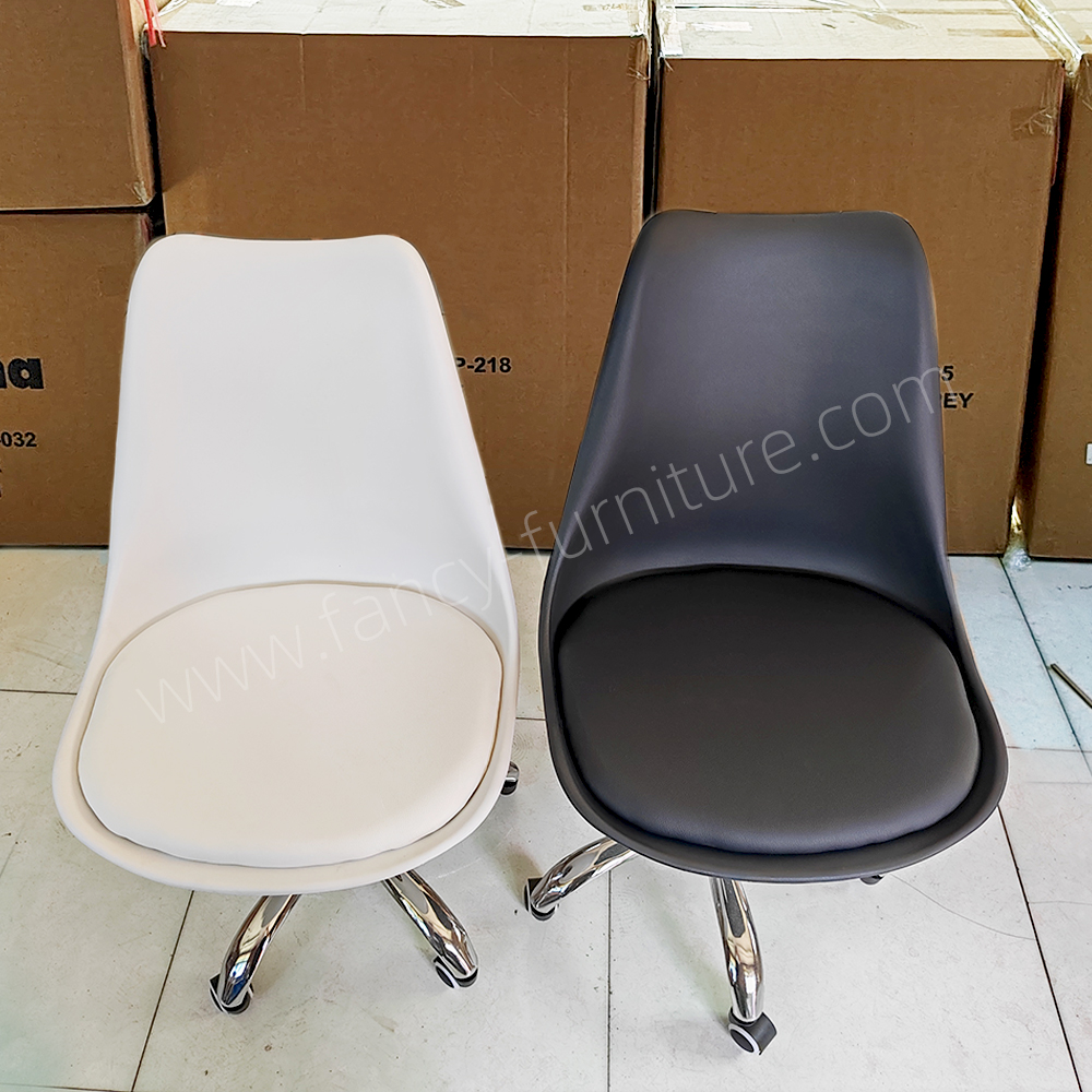 Modern Ergonomic Swivel Desk Chair, Adjustable Height Base, Plastic Backrest with Soft PU Seat, Perfect for Home Office