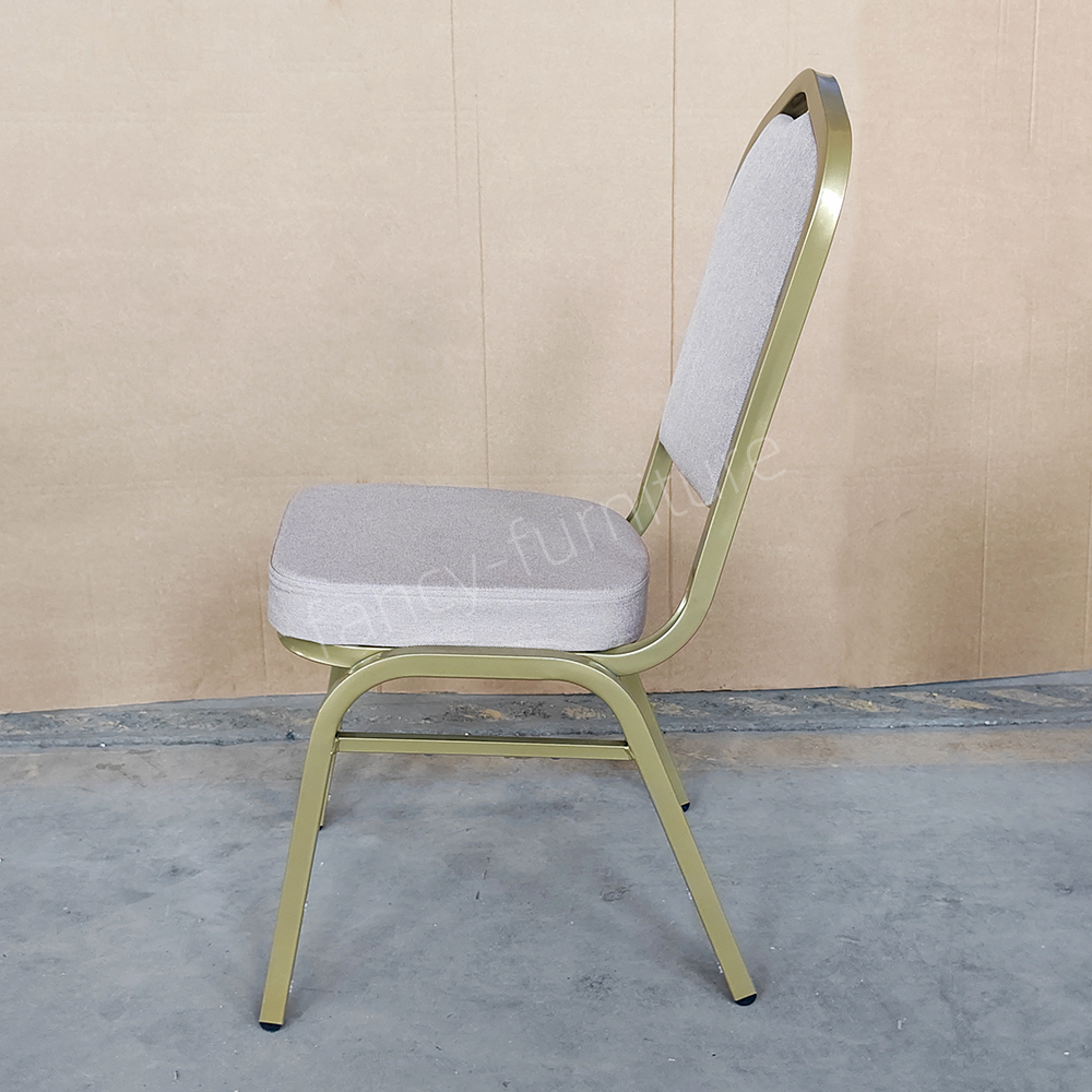 Steel Modern Stackable Stable Metal Fabric Iron Legs Solid Back Commercial Foam Cushion Outdoor Wedding Banquet Chair