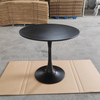 Nordic Tulip Round Dining Table, MDF Top with Metal Base, Black/White, for Kitchen, Cafe, Patio, Living Room