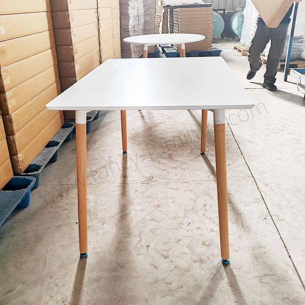 Minimalist White/Black Dining Table with Solid Beech Wood Legs And Stable X-Support Base for Kitchen Cafe Or Office Use