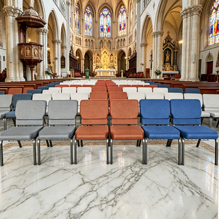 Church Benches, Stackable, And Can Be Fitted with Bookshelves And Logos. OEM Customization Is Supported, Suitable for Churches And Other Places of Worship.