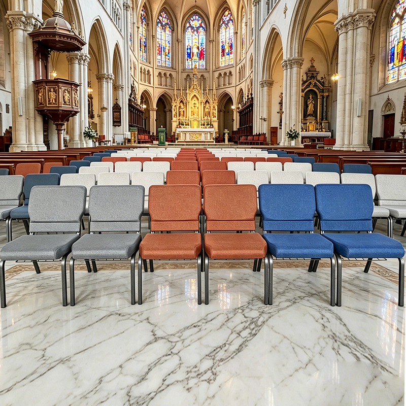 Church Benches, Stackable, And Can Be Fitted with Bookshelves And Logos. OEM Customization Is Supported, Suitable for Churches And Other Places of Worship.