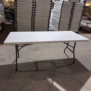 Portable Folding HDPE Plastic Heavy Duty Waterproof Rectangular Outdoor Dining Table for Camping Parties Furniture