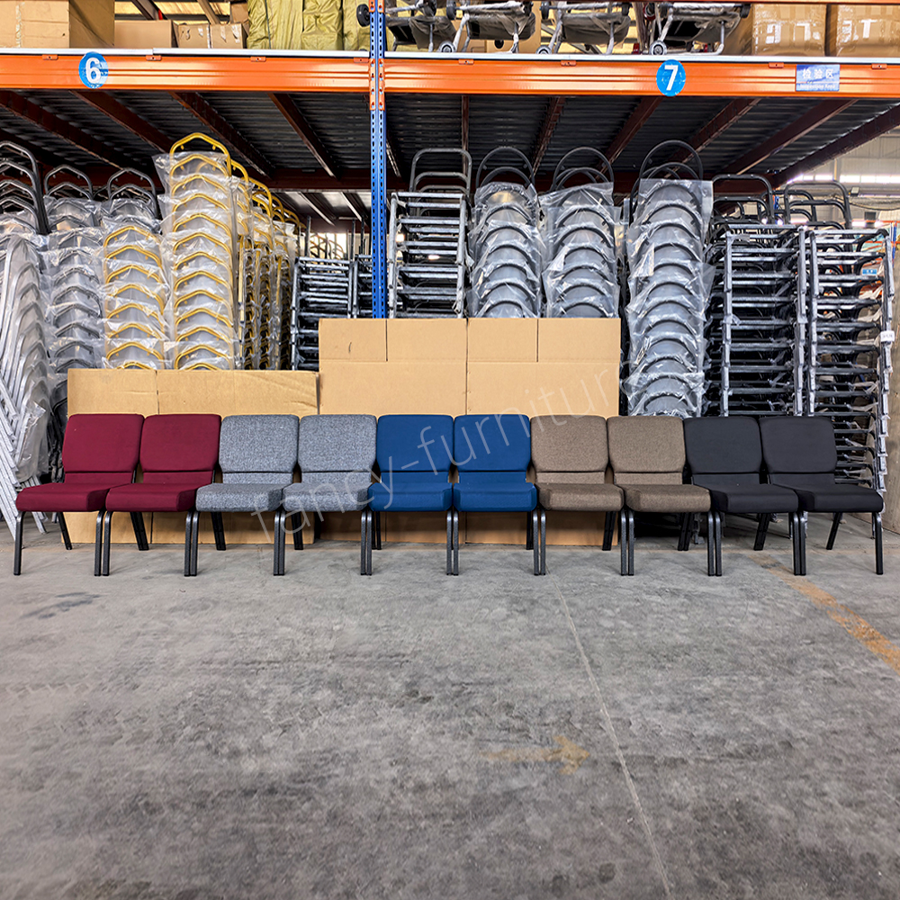 Church Chairs, Stackable, And Can Be Fitted with Bookshelves And Signs. Suitable for Churches And Other Religious Venues.
