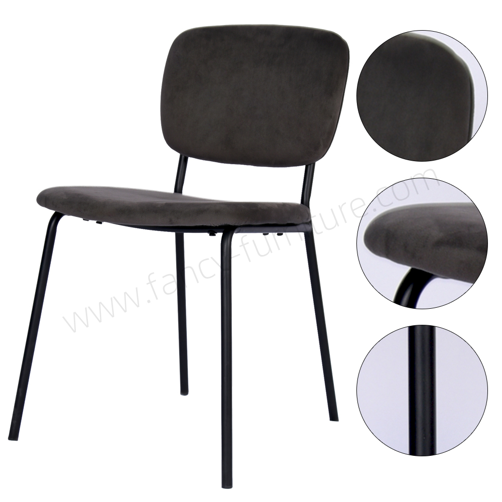 Luxury Modern Velvet Upholstered Dining Chair with Black Ripple Legs for Hotel Use