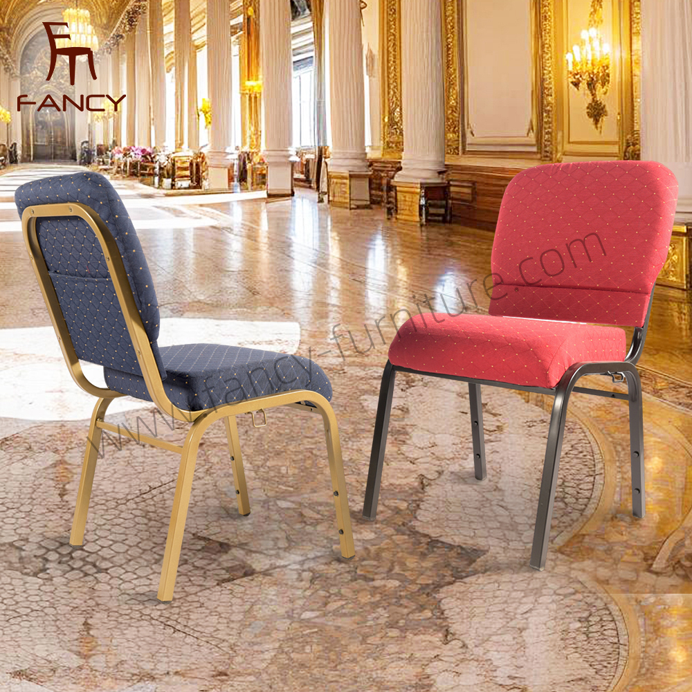 Modern Metal Hotel Furniture Iron Steel Interlocking Padded Auditorium Stack Church Chair