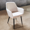 Armrest Velvet Dining Chair with Metal Legs, Modern Upholstered Accent Chair with Soft Fabric for Living Room, Restaurant Use