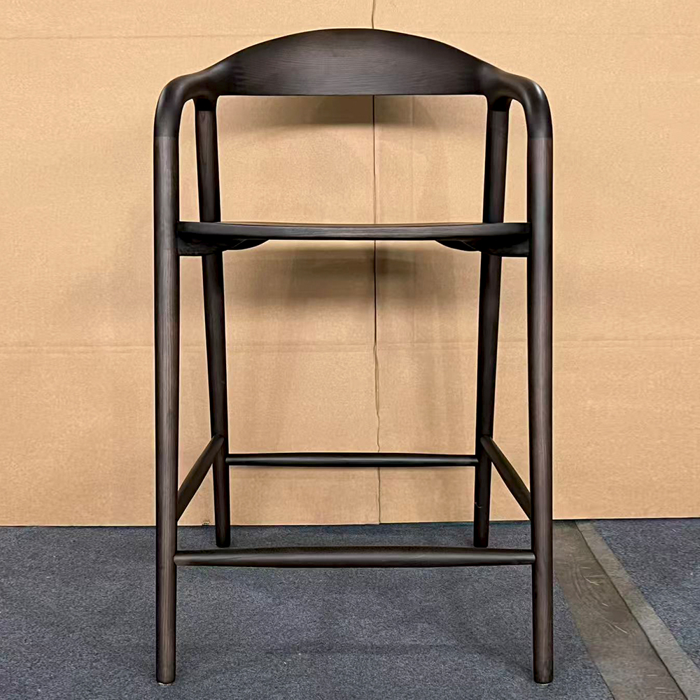 European-style Solid Ash Wood Bar Stools, Machine-carved in One Piece by Shumeite, Suitable for Restaurants And High-end Private Furniture.