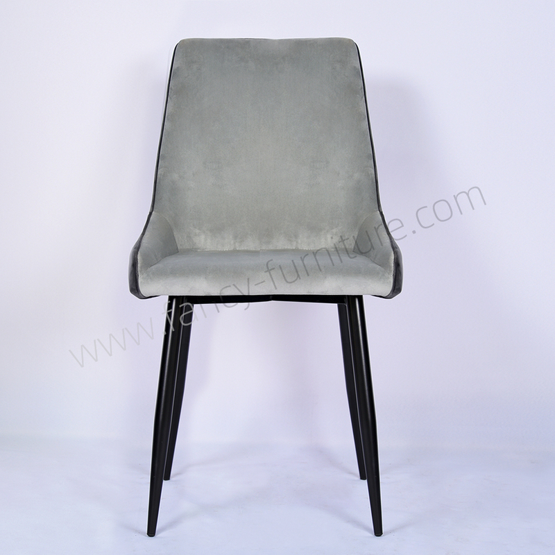 Elegant Velvet Dining Chair Contemporary Upholstered Chair with Black Powder Coated Metal Legs for Dining Room