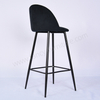 Modern Velvet Bar Chair with Black Legs Comfortable Height Bar Stool with Footrest for Kitchen Island, Home Bar