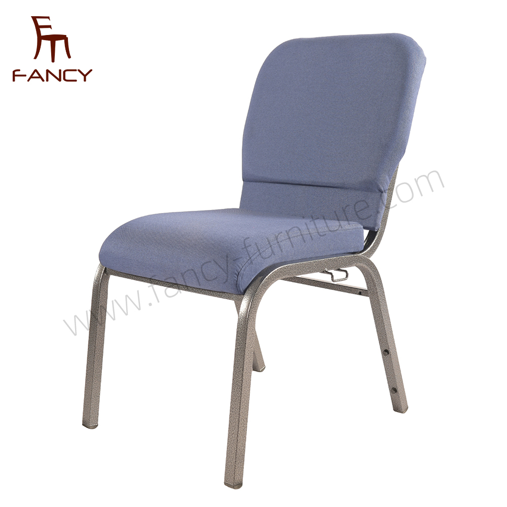 Modern Metal Hotel Furniture Iron Steel Interlocking Padded Auditorium Stack Church Chair