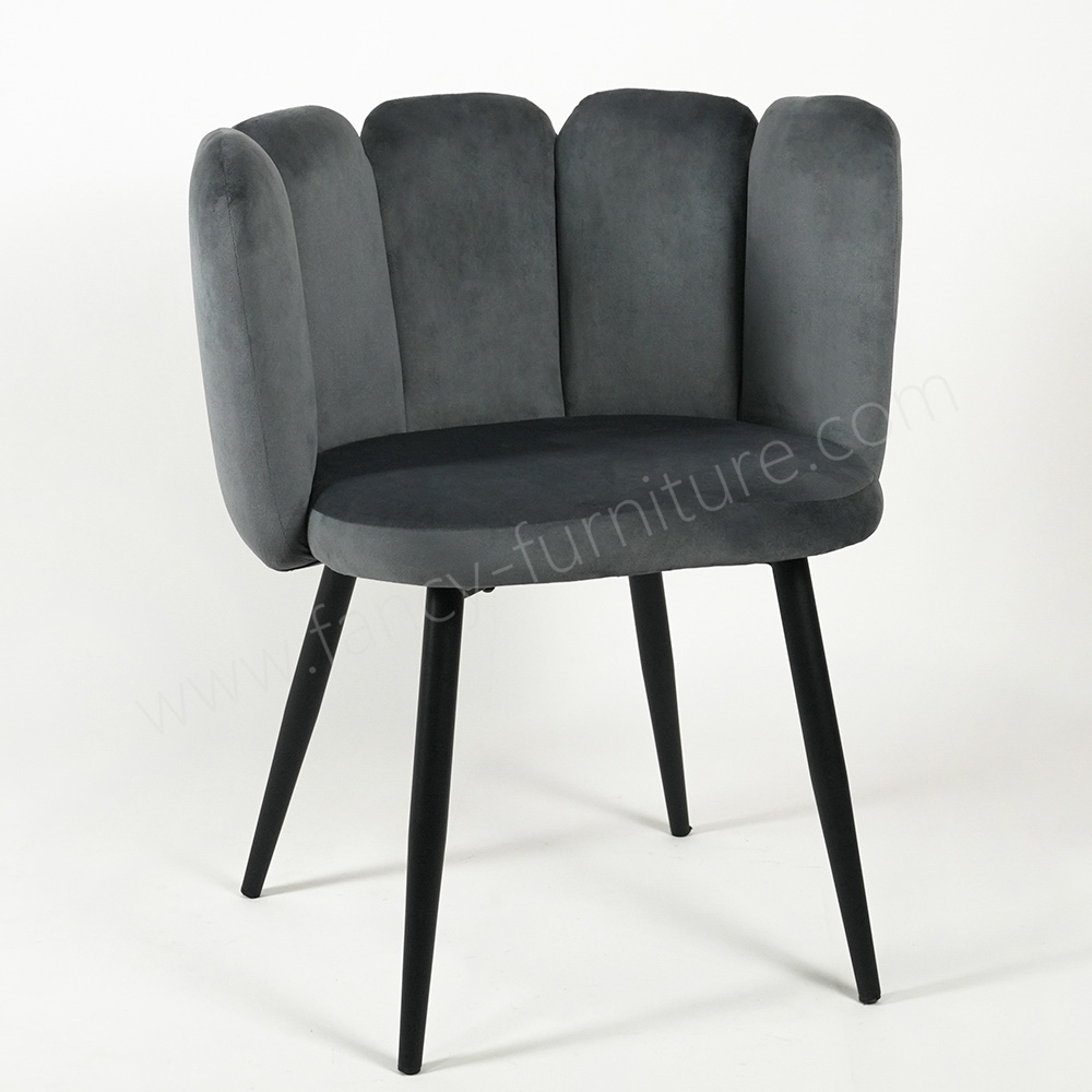 Soft Shell Dining Chair, Comfy Side Chair with Flower Shaped Backrest for Bedroom & Dining Area