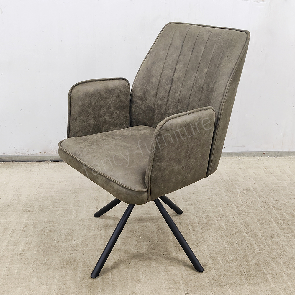 Modern Soft Upholstered Dining Chair, Tech Fabric Upholstery with Black Metal Legs for Living Room & Dining Room