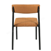 Nordic Style Linen Fabric Dining Chair, Curved Backrest Side Chair with Sturdy Metal Legs for Dining Room