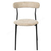 Breathable Linen Curved Back Dining Chair, Soft Fabric Kitchen Chair with Sturdy Black Metal Frame