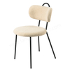 Soft Teddy Boucle Dining Chair, Comfortable Upholstered Kitchen Chair with Sturdy Black Legs