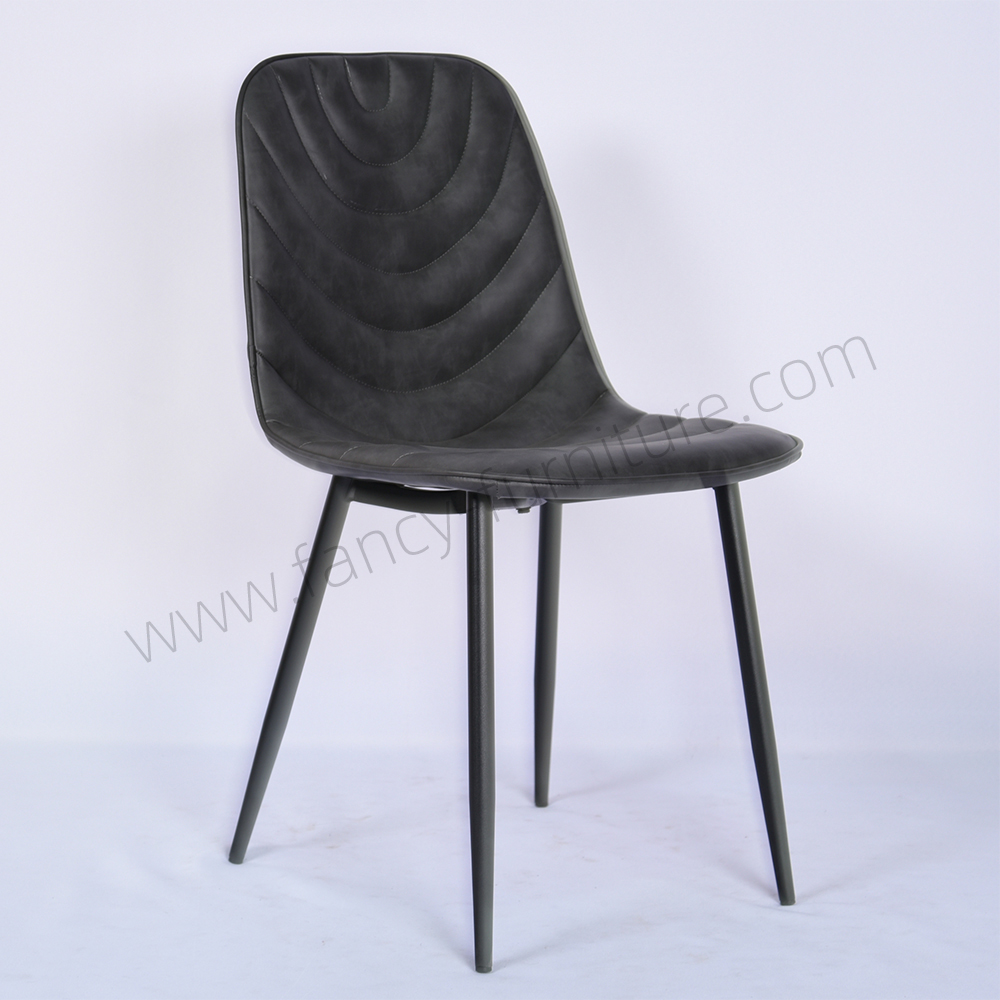 Modern High Quality Black PU Leather Dining Chair Comfortable Ergonomic Chair for Home Restaurant Cafe