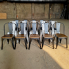 Black Industrial Stackable Metal Dining Chair with Solid Wood Seat, Iron Chair for Restaurant, Cafe, Patio And Home Kitchen