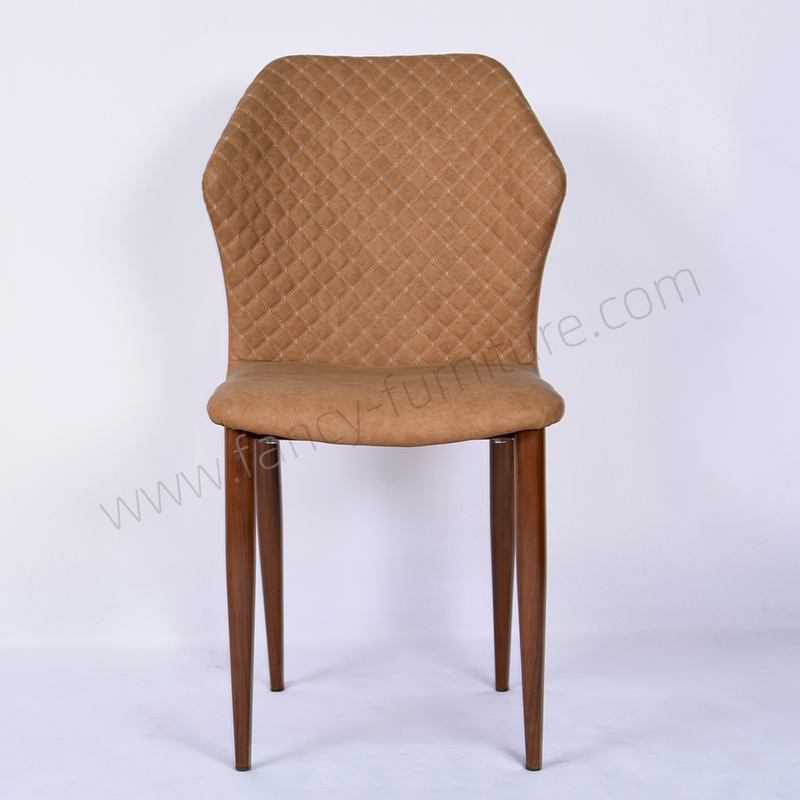 Modern Light Luxury PU Leather Upholstered Dining Chair with Wood Effect Metal Legs, Durable Soft Padded Side Chair for Home Kitchen Restaurant Hotel Cafe Banquet Coffee Shop Wholesale