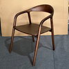 Wholesale Mid-Century Modern Solid Wood Shumate Dining Chair, Dark Walnut Finish Integrated Armrest Chair for Home Restaurant