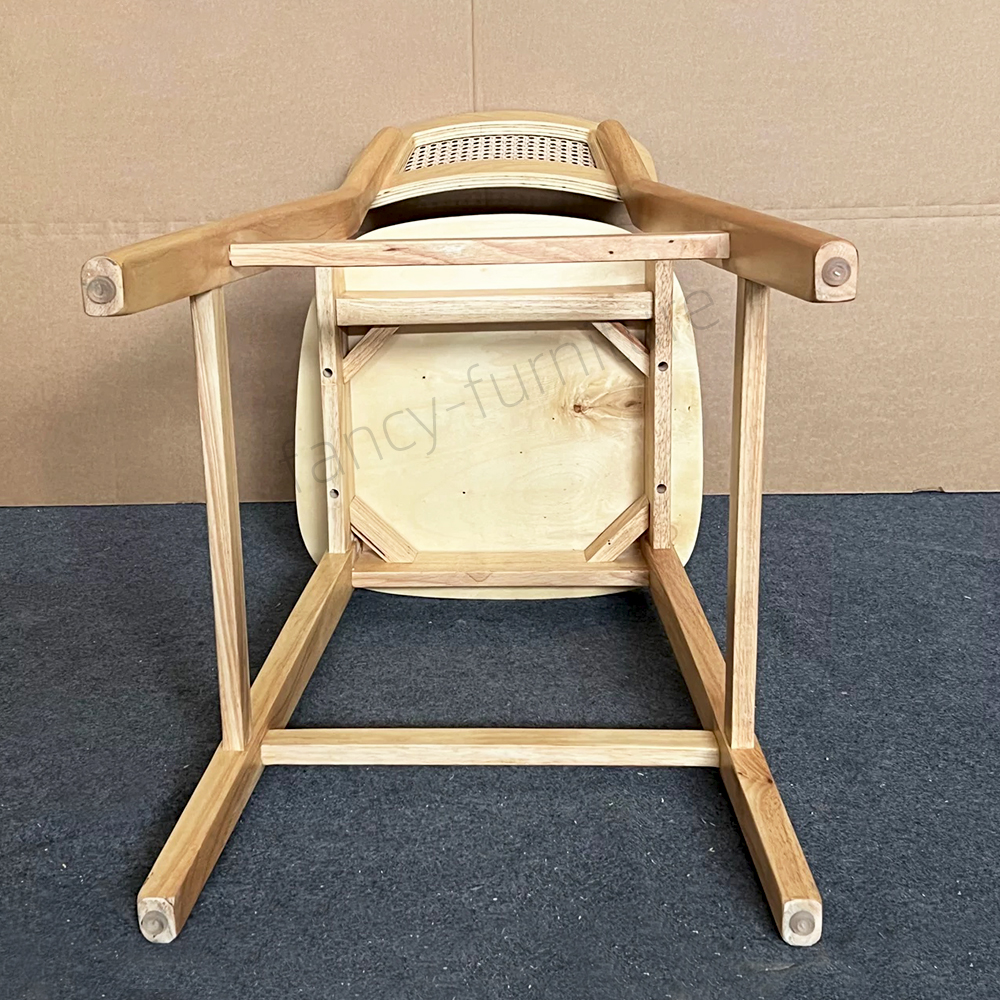 Wholesale Modern Ash Wood Bar Stool with Real Rattan Back & Seat, Ergonomic Counter Height Kitchen Bar Chair with Solid Wood Frame for Home, Restaurant,