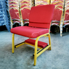 Metal Frame Stackable Church Prayer Chair with Kneeler, Red Fabric Upholstered Worship Chair for Church