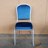 Fancy Banquet Chair Modern Metal Fabric Stackable Stable Commercial Hotel Dining Chair Solid Back Foam Cushion Iron Legs Intdoor